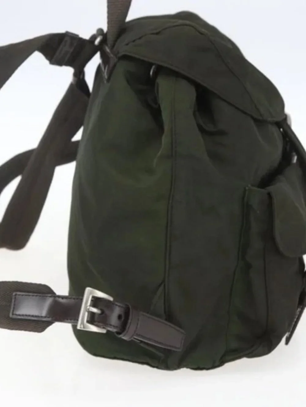 PRADA Backpack Nylon Khaki Silver Auth 164325 - Picture 3 of 16